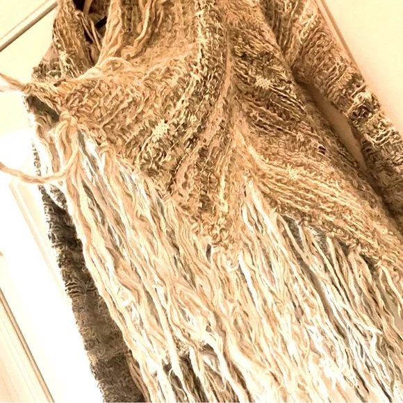 FREE PEOPLE Fringed Alpaca SOFTEST Wool Small Open Front long sleeved Sweater - Picture 7 of 14